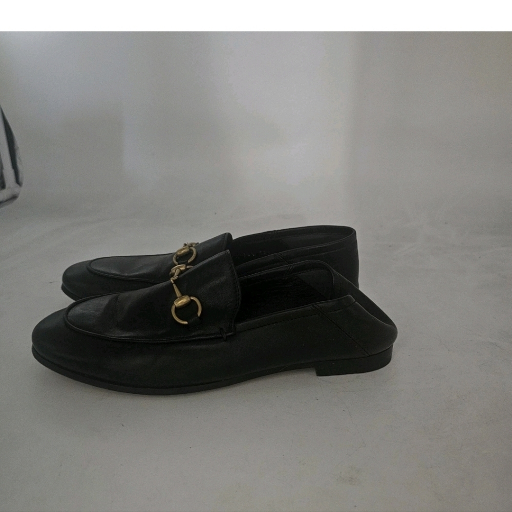 GUCCI Brixton Black Leather Horsebit Loafer Size EU 36.5 US 6.5 Collapsible Heel - Picture 10 of 16